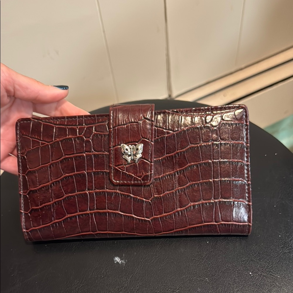 Crocodile Embossed Wallet with Butterfly Accent